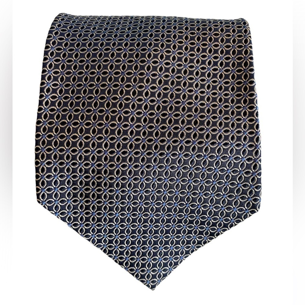 BROOKS Brothers Silk Tie Navy Blue With Purple Design